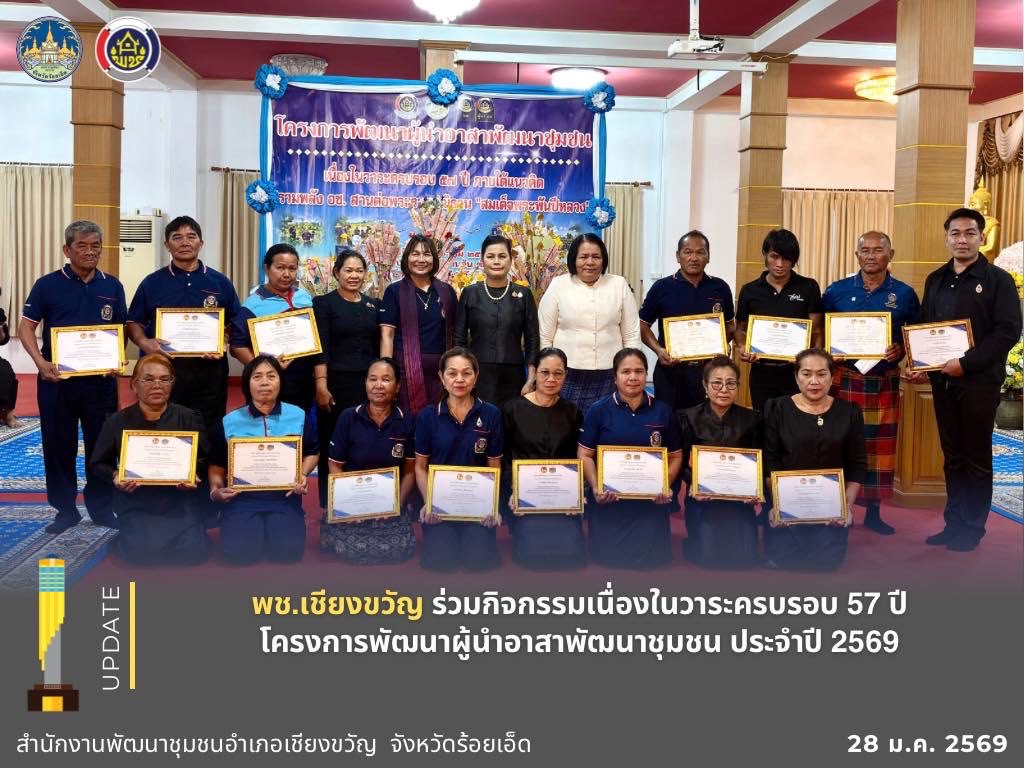 พช.เชียงขวัญ ร่วมกิจกรรมเนื่องในวาระครบรอบ 57 ปี โครงการพัฒนาผู้นำอาสาพัฒนาชุมชน